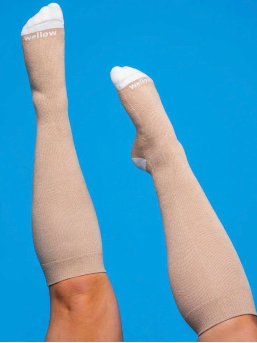 Wellow Compression Socks Sz L Unisex Tan All Day Comfort